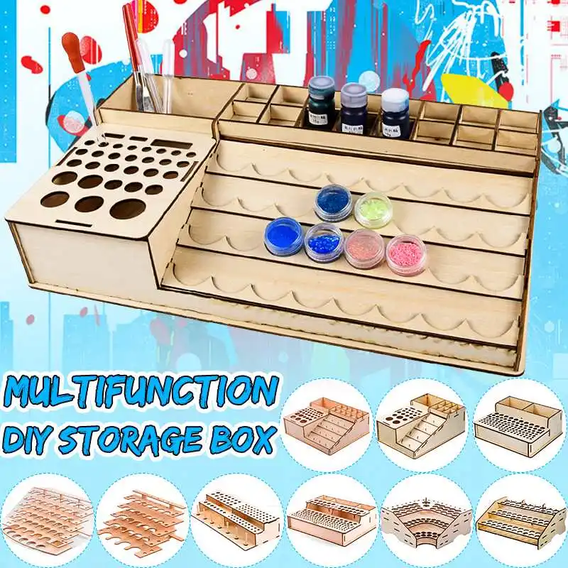 6 Тип DIY Деревянные разрисованные бутылки держатель для хранения модульный мастер коробка для рисования Органайзер инструмент для хранения для рисования складной