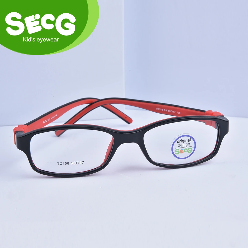 SECG Square Solid Detachable Kids Glasses Frame Flexible TR90 Silicone