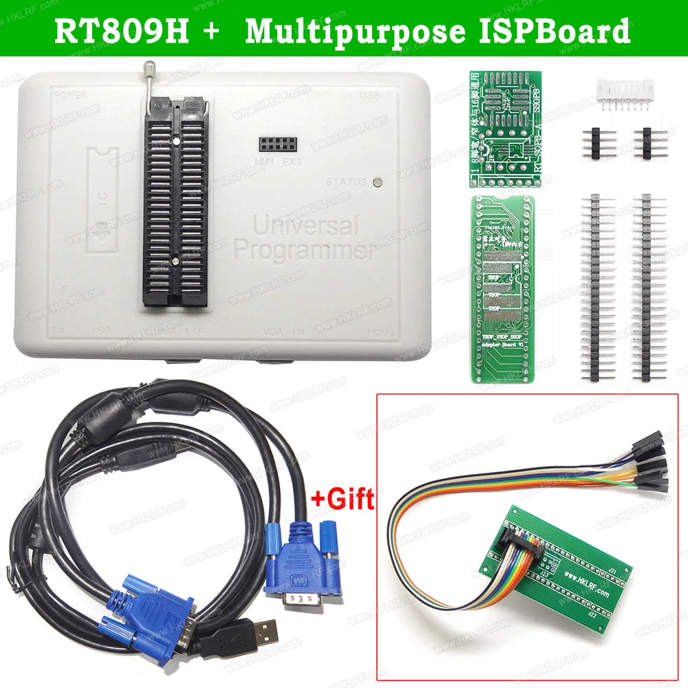 

Newest Software Original RT809H EMMC-Nand FLASH Extremely Fast Universal Programmer + Multipurpose ISP-Board-DuPont Adapter