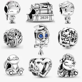 

2020 new Boy Girl Teenager Graduation Books rabbit Patti the Sheep owl diy bead Charm fit original pandora charms silver 925