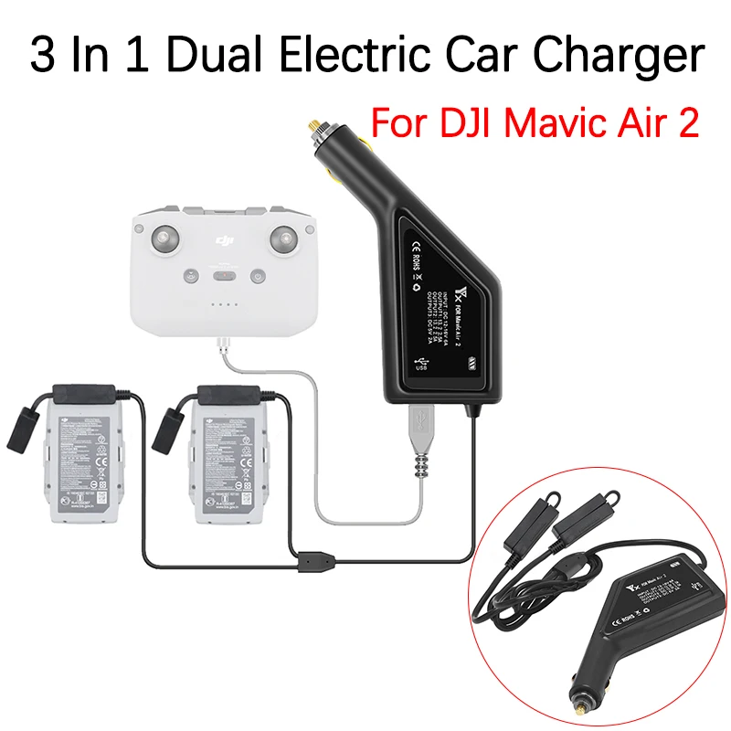 

Car Charger For DJI Mavic Air 2 Intelligent Battery Charging Hub Car Connector USB Adapter Multi Battery Car Charger Accessories
