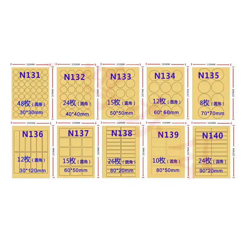 pre cut label sheets