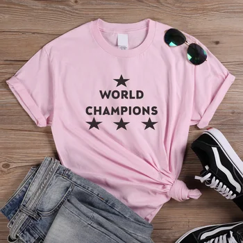 

ONSEME World Champions Star Graphic Tees Women Aesthetic Tops Oversized T Shirt Summer Short Sleeve For Women Clothing Q-712