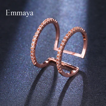 

Emmaya Fashion Creative Design Double Round Connecting Appearance Zircon Adjustable Brilliant Rose Gold Ring For Women Present