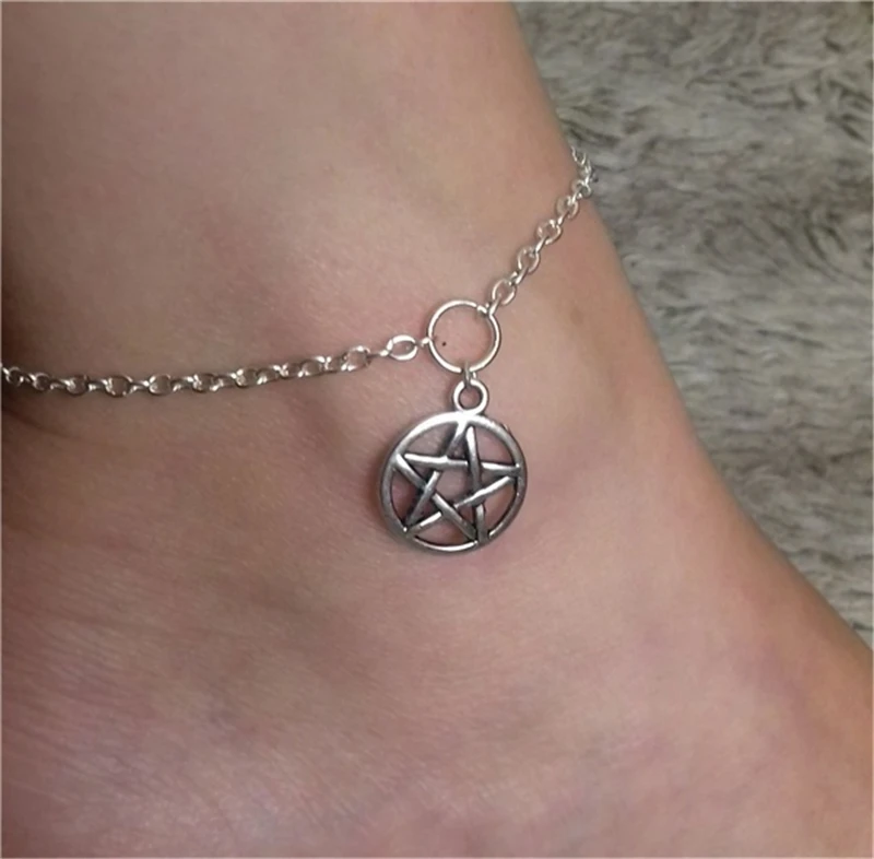 Silver Color Pentagram Anklet , Wicca Anklet , Pentacle Anklet , Ankle Bracelet , Pagan , Wiccan , Beach Jewelry Silver Color Pentagram Anklet , Wicca Anklet , Pentacle Anklet , Ankle Bracelet , Pagan , Wiccan , Beach Jewelry