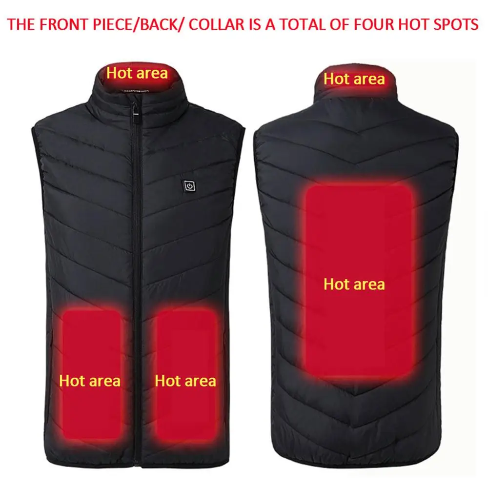 

Warm Heating Vest Men USB Electrical Sleevless Heating Jacket Winter thermal Waistcoat for Outdoor Hiking