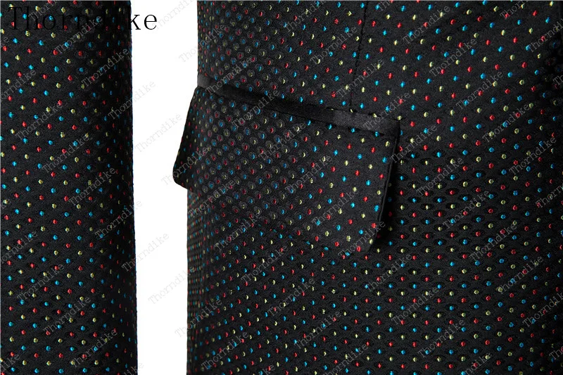 Thorndike новейший дизайн джентльменов в черный горошек Slim Fit Куртка стиль мужской свадебный костюм высококачесвенный блейзер для мужчин Wondeful костюм