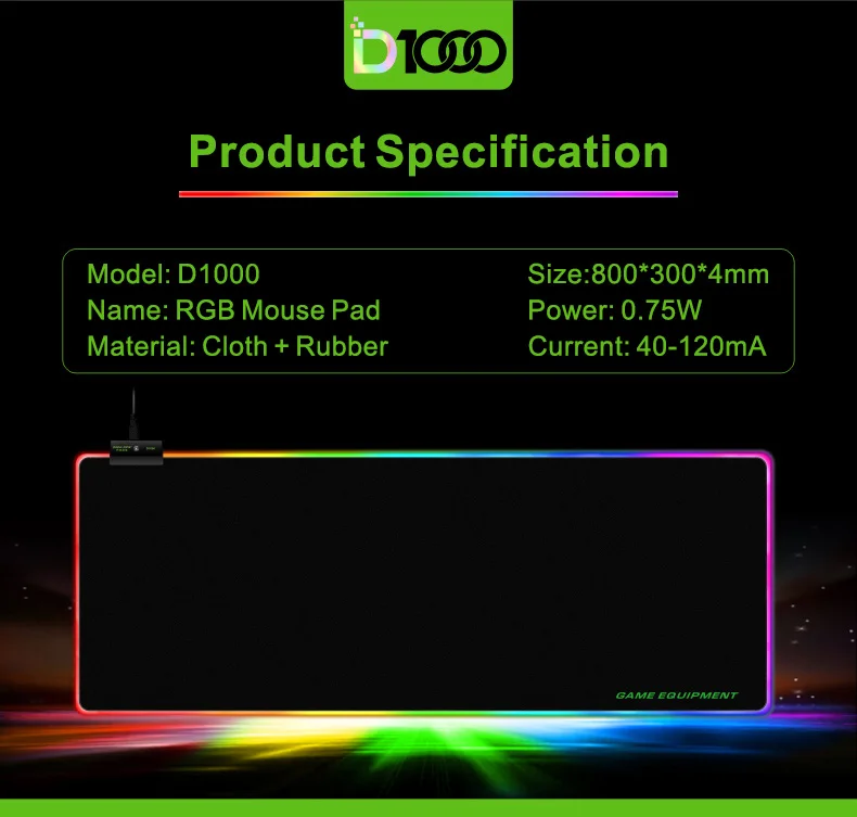 Popu Pine игровой коврик для мыши большой RGB коврик для мыши 12 видов световых режимов отображения компьютерная коврик для мыши m-xl размеры нескользящая Коврик для мыши