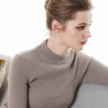

Half-high collar ladies sweater Slim 2019 autumn and winter new short cashmere sweater knit bottoming shirt pullover