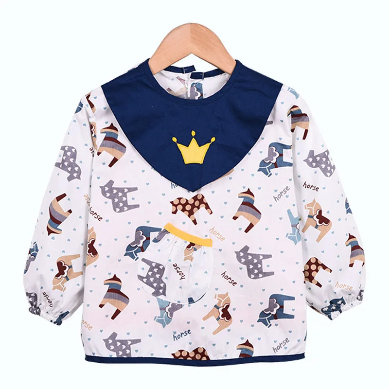 Baby Bandana Bibs Cute Cartoon Baby Bibs Waterproof Infant Children Drawing Long Sleeve Apron Baby Self Feeding Bib