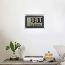 Настольные часы ЖК-цифровые большие настенные часы с термометром, настольный календарь, будильник времени, электронный домашний измеритель температуры