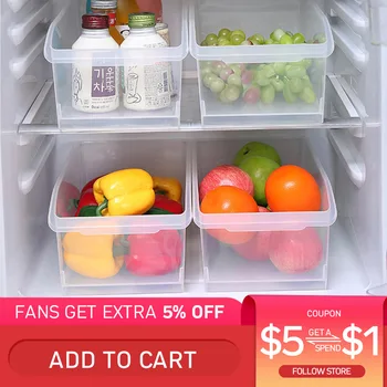 

Large Capacity Kitchen Refrigerator Fresh Keeping Storage Box Transparent Pulley Food Fruit Vegetable Plastic Food Container