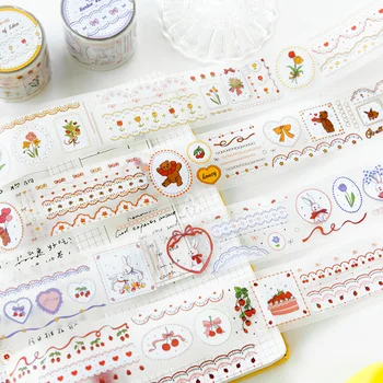 

1pc Cute Washi Masking Tapes PET Sweet Curry Cake Series Diy Decorative Adhesive Scrapbooking DIY Paper Japanese Stickers Kawaii