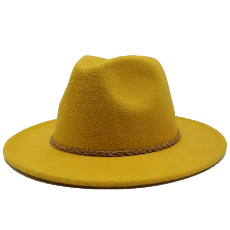 

Seioum Wool Fedora Hat With Ribbon Gentleman Elegant Lady Winter Autumn Wide Brim Jazz Church Panama Sombrero Cap