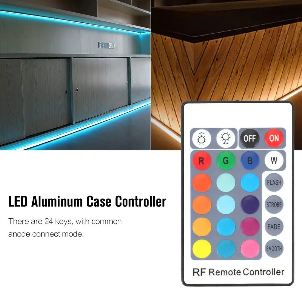 LED Aluminum Shell Controller 24 Keys RGB Colorful Controller DC 12-24V RF Wireless Remote Control RF Remote Controller