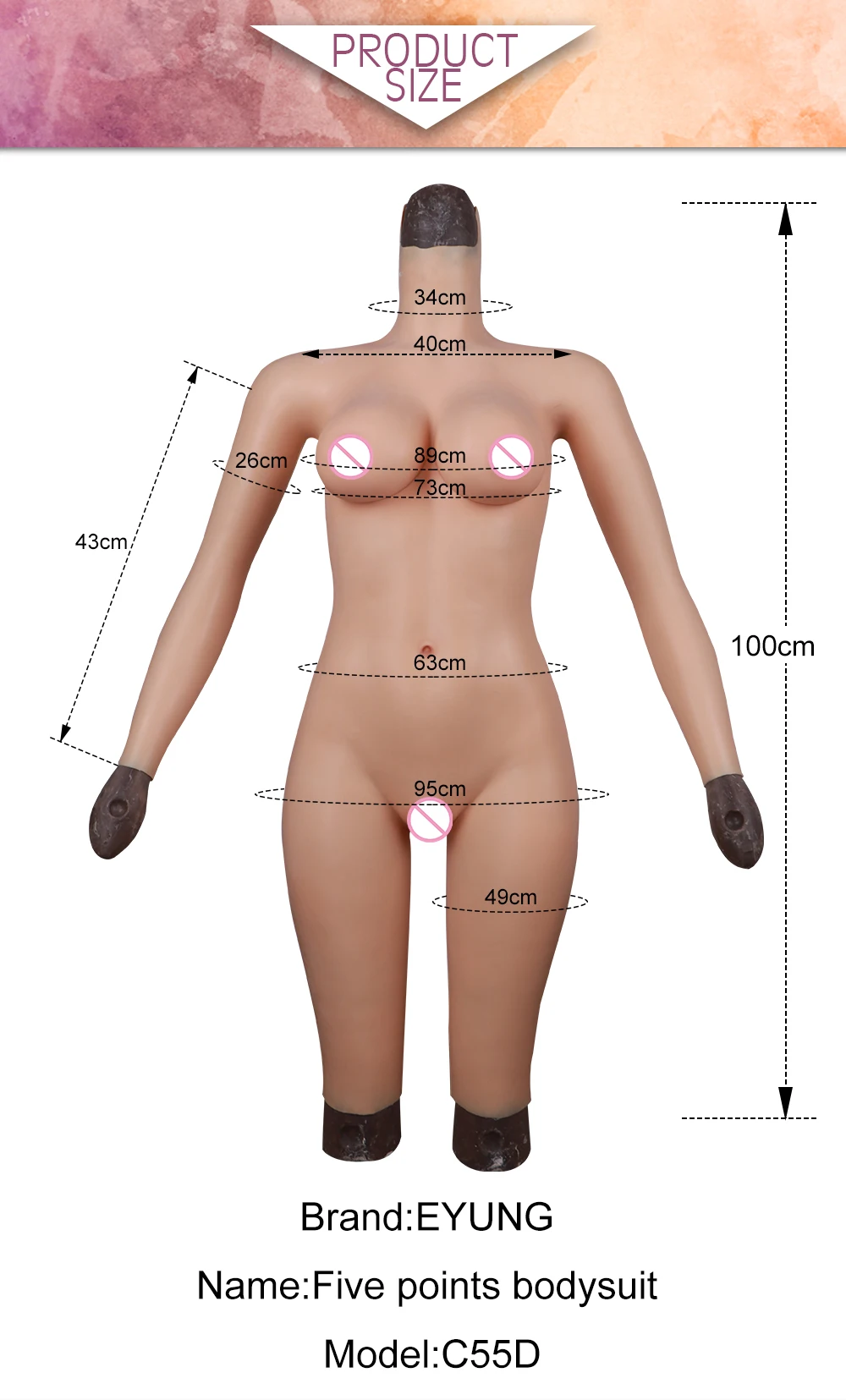 Eyung Crossdresser Silicone Tits Artifical Breast Forms Vagina 5-point Bodysuit No Oil Food Grade Memory Silicone Fake Boobs D Cup (2)
