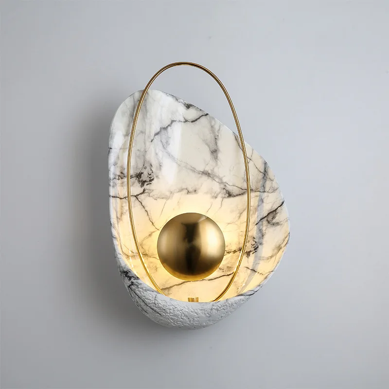 

room living room TV wall decoration high-end wall lamp designers shells copper lamp of bedroom the head of a bed
