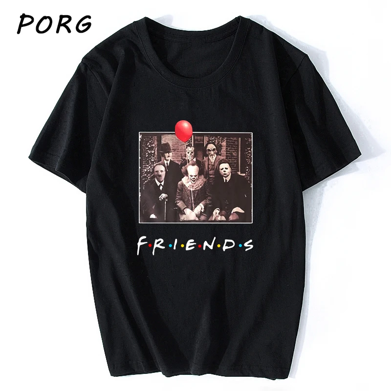 Horror Pennywise Friends Майкл Майерс Джейсон Вурхиз, Мужская футболка на Хэллоуин хлопок, подходящая футболка унисекс, футболка Homme