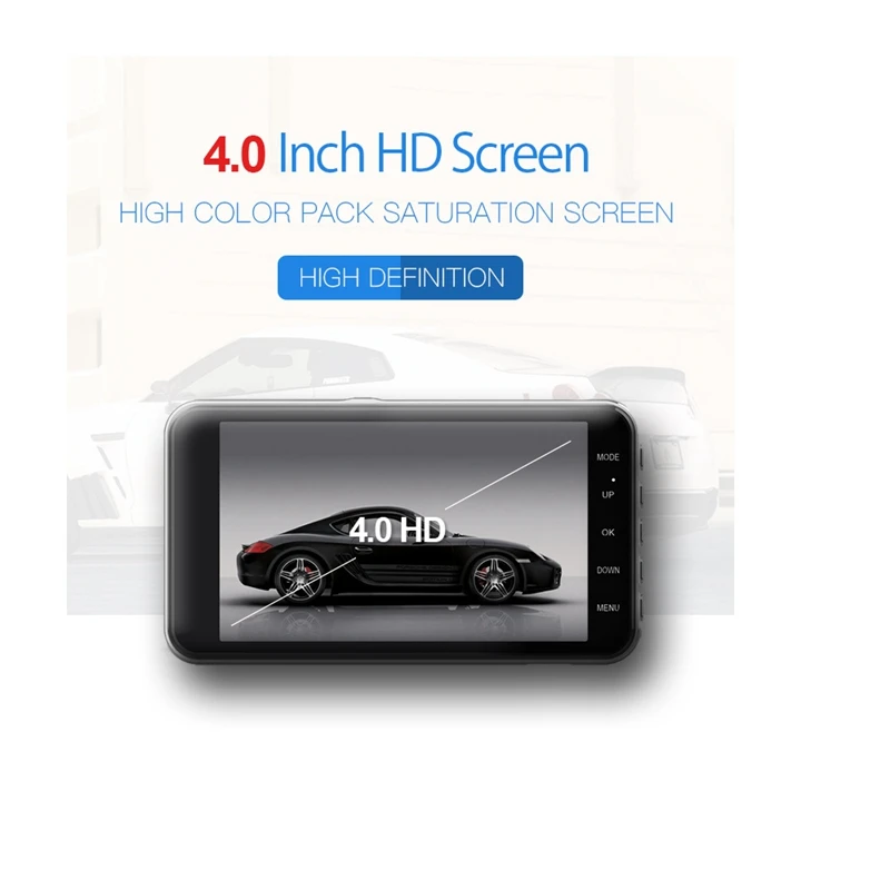 Камера 4 дюйма ips экран Автомобильный видеорегистратор FHD 1080P с задней камерой заднего вида ультра-тонкий стиль ночная версия