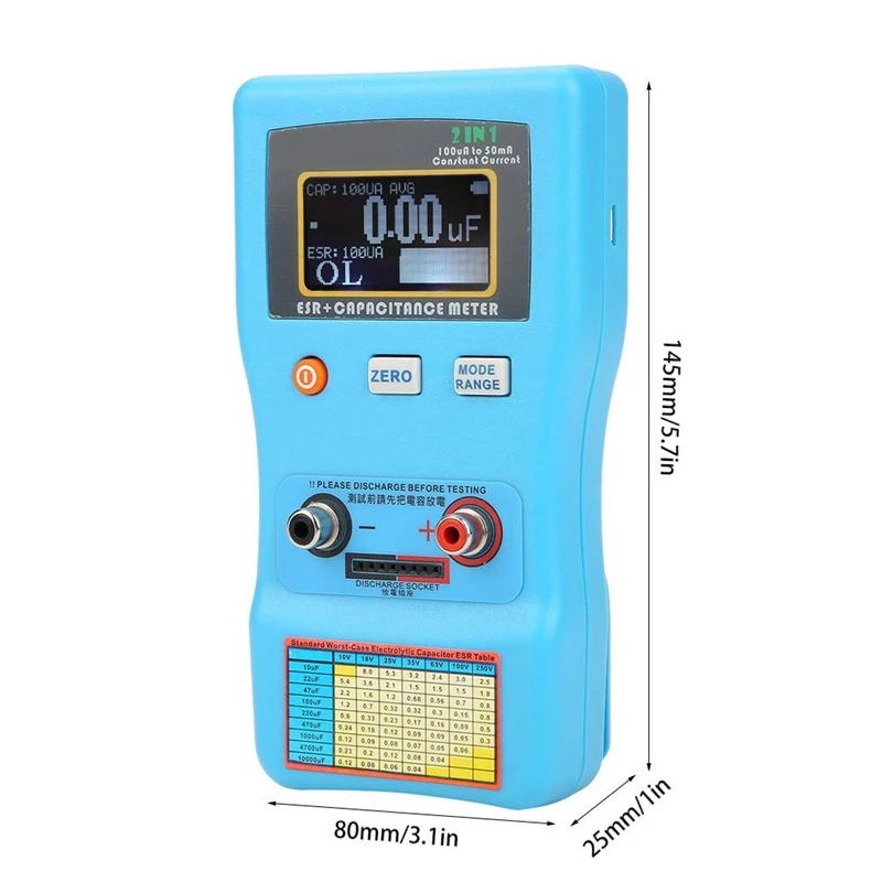 MEC-100 конденсатор метр, высокая точность цифровой дисплей Автоматический диапазон электролитическая реакция емкости ESR метр, конденсатор метр тесте