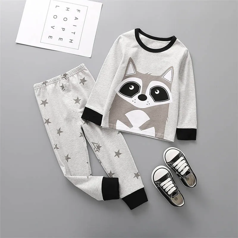Gray Детские пижамы с героями мультфильмов; детские пижамы; детская одежда для сна; рождественские пижамные наборы; Одежда для маленьких мальчиков; одежда для сна для мальчиков - Цвет: Gray