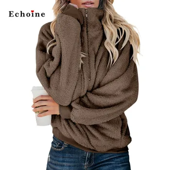 

Women Traverse Pocketed Sherpa Pullover Sweatshirt Pullovers Hoodies Long Sleeve Zipper Turtleneck Tops Sportswear Woman Outwear