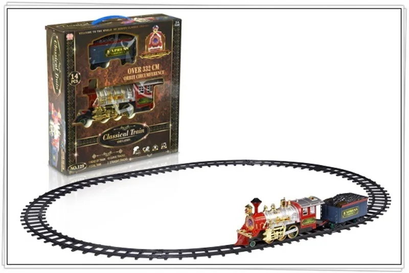 

Electric Model Retro Rail Car Smoke Music Train Model Children'S Educational Toy Boy Christmas Gift