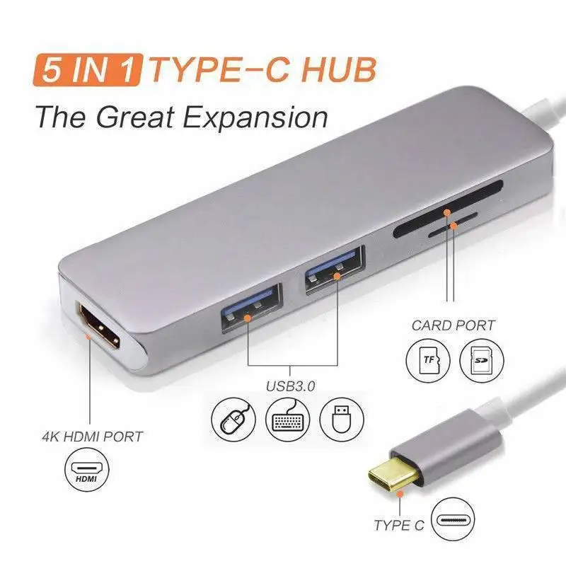 Kuulee все в одном устройство для чтения карт памяти USB 3,0 SD TF кард-ридер USB C к HDMI адаптер док-станция для ноутбука MacBook