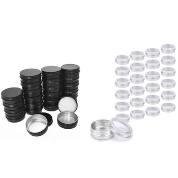 

40 Pcs 1Oz / 30G Round Metal Tin Container Screw Top Cans Cosmetic Travel Tins & 24 Pcs Aluminium Containers Case for Lip Balm N