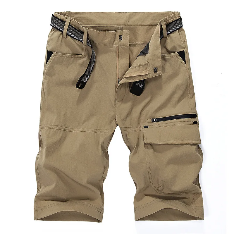 Повседневные мужские спортивные шорты для рыбалки, бадминтон, Короткие штаны для альпинизма, летние быстросохнущие мужские шорты - Цвет: Хаки