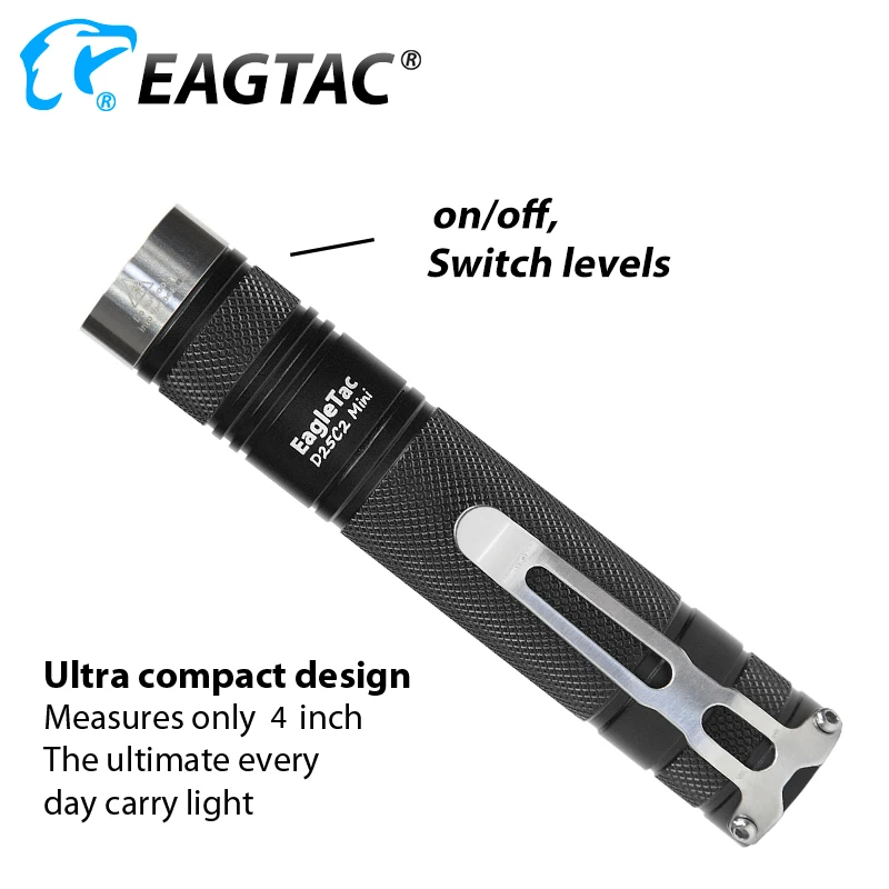 EAGTAC D25C2 Мини светодиодный фонарик EDC фонарь CREE XPG2 530 люмен CR123A батарея Мульти режим стробоскоп
