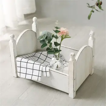 

Vintage Posing Wood Bed For Newborn Photography Props Photo Flokati Shoot Studio Accessories Baby Fotografia Photoshoot Baskets