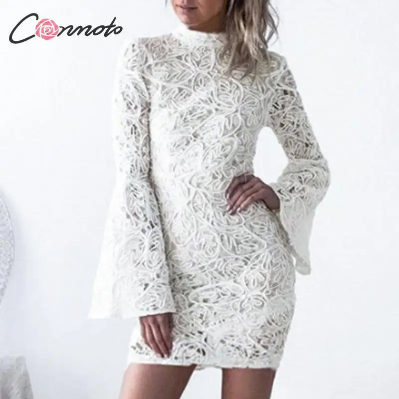 Conmoto зимние короткие облегающие кружевные белые платья женские вечерние для