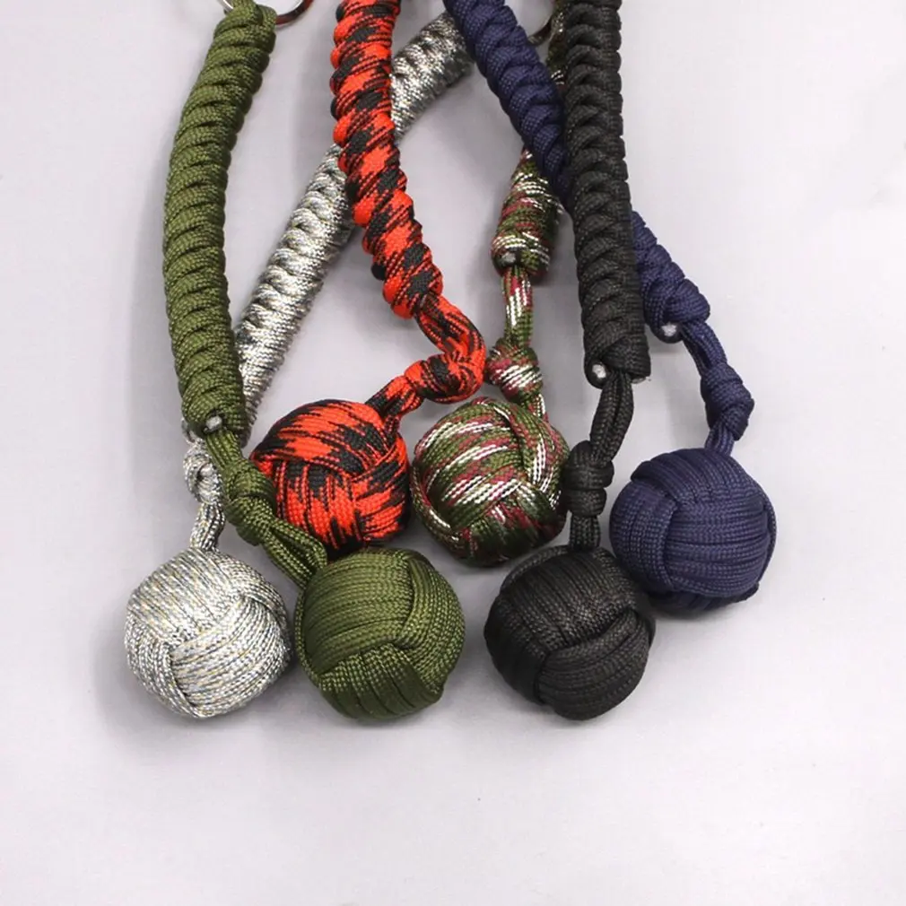 Портативный подвесной мяч-клубок для ручного плетения на открытом воздухе для самообороны, Парашютная веревка для самообороны, подвеска для ключей