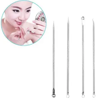 

4Pcs/Set Pimple Spot Comedone Extractor Cleanser Face Shining Acne Beauty Clean Tools Blackhead Removal Rich Care Gold D4C2