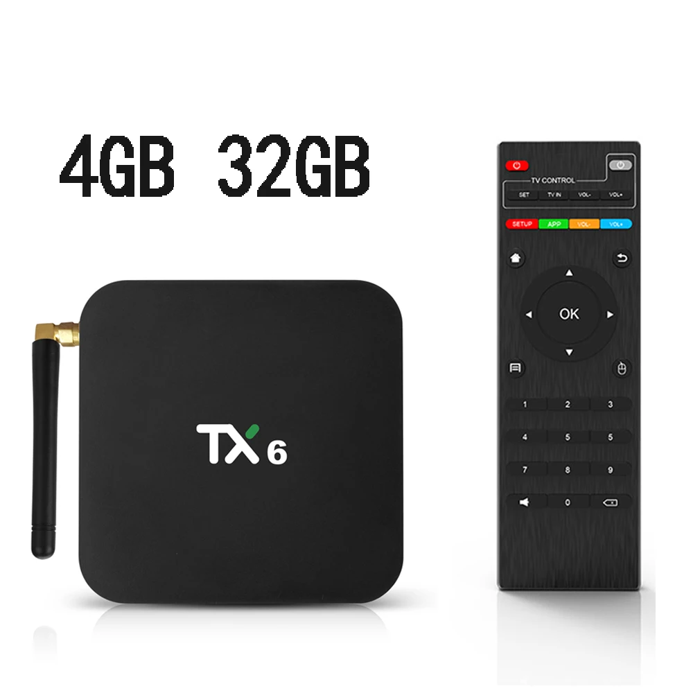 TX6 TV Box android 9 Allwinner H6 4GB 32GB 64GB EMMC 2.4 5GHz WiFi BT4.1 Support H.265 Bluetooth 4.0 WIFI - Цвет: 32GB