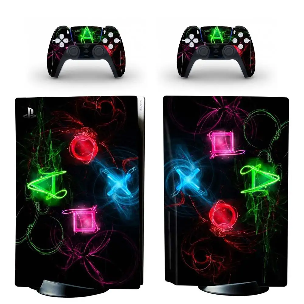 New PS5 Standard Disc Edition Skin Sticker Decal Cover for PlayStation 5 Console and 2 Controllers PS5 Skin Sticker Vinyl 