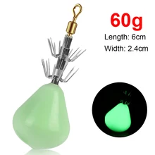 60g Luminous Swivel Squid Jigs Hooks Soft Rubber Fishing Swivel Squid Jig Artificial Cuttlefish Glowing Bait Hook 갑오징어