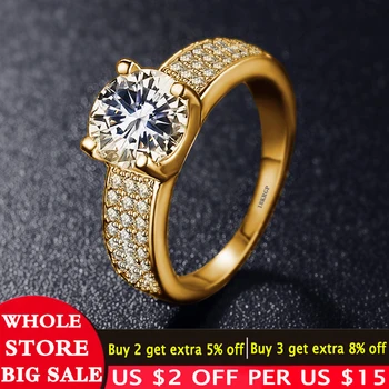 

LMNZB Luxury Big 8mm Diamond Ring Fine Jewelry Have 18KRGP Logo Pure Gold Color Fine Rings For Women Gift CRI0010