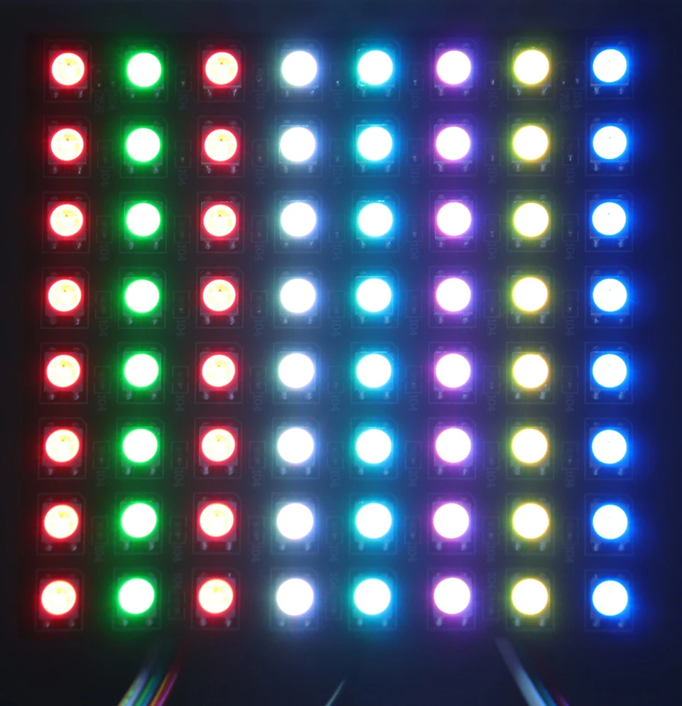 Led WS2812B дисплей 8x8 пикселей Полноцветный Программируемый WS2812B гибкий экран 64 пикселей DC5V SMD5050RGB светодиодный сменный цвет