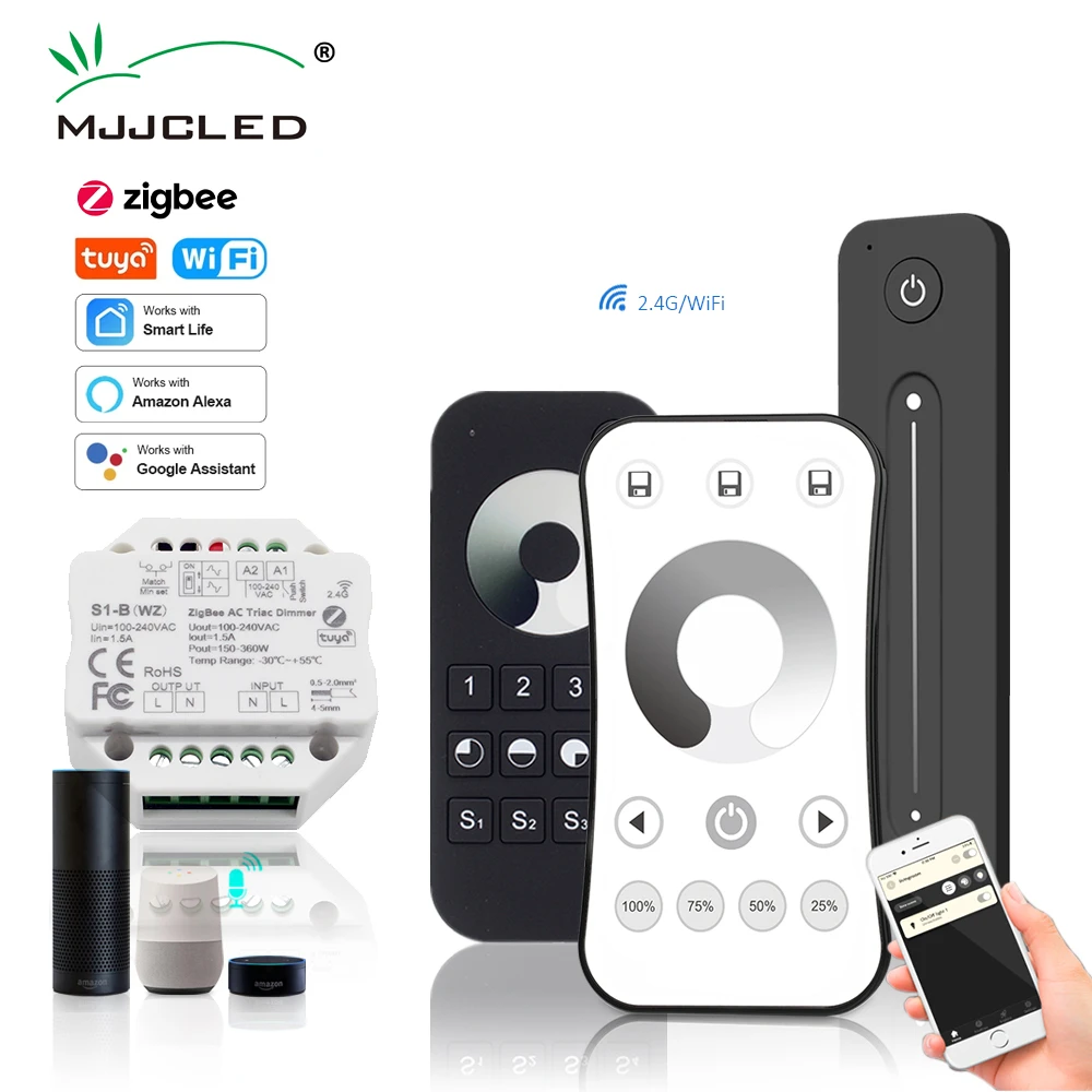 Tuya Zigbee Dimmer 220V 230V 110V Wifi RF 2.4G Wireless Remote Control