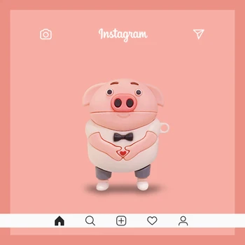 

3D Cute Cartoon love pig Case For AirPods 1 2 pro Charging Box Soft Silicone Wireless Bluetooth Earphone Protective Cover coque