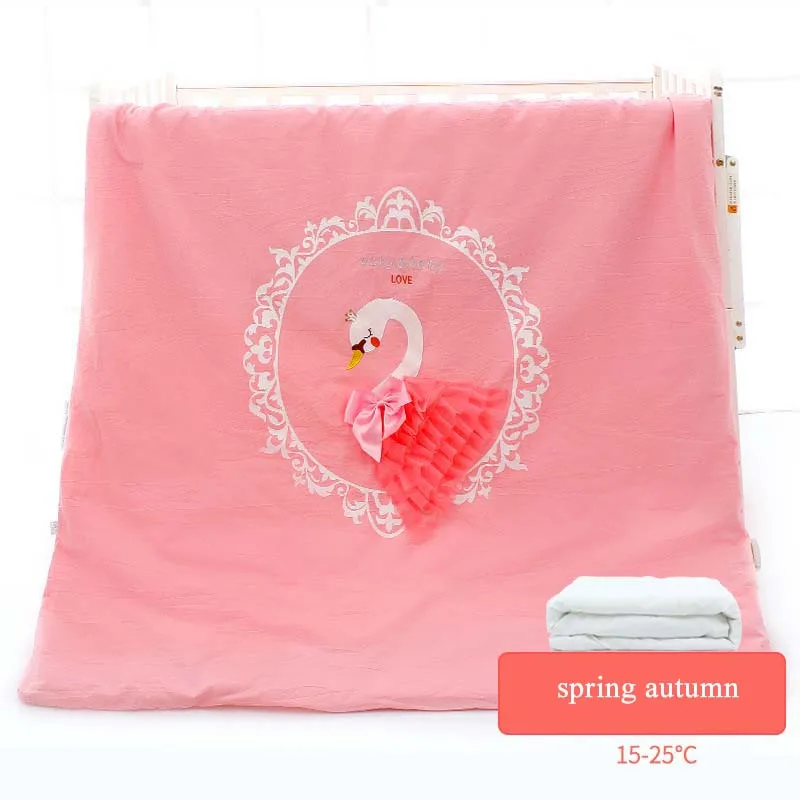 Хлопковые мягкие детские покрывало детское стеганое одеяло для малышей постельные принадлежности одеяло детское одеяло для новорожденных кроватки пеленать крышка осень-зима - Цвет: Pink silk autumn