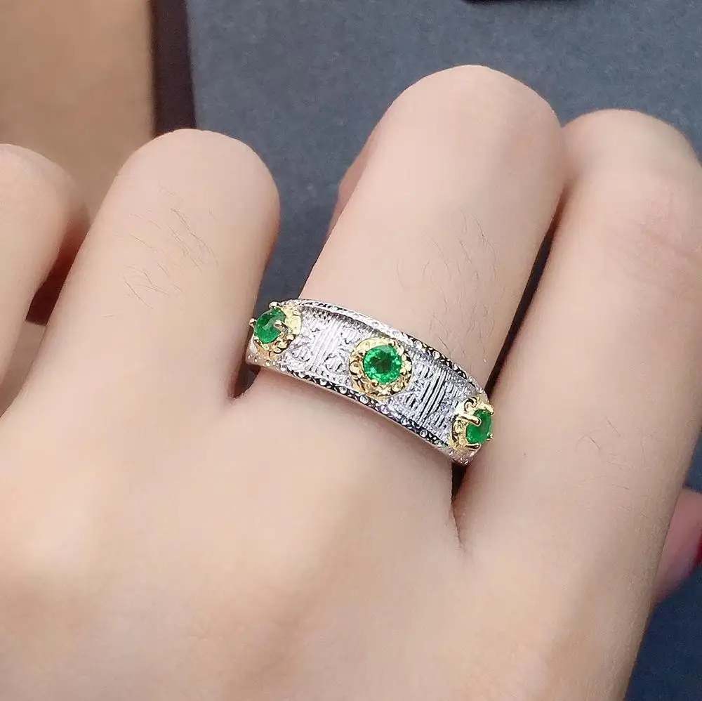 Natural and Real Original emerald ring Free shipping 925 sterling silve Fine jewelry for Man Or Woman | Украшения и аксессуары