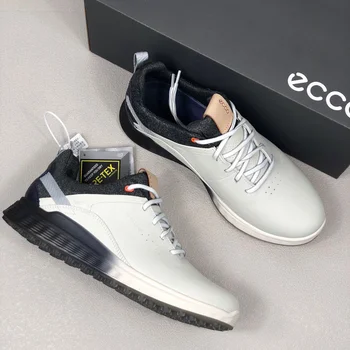 

New Leather Golf Trainers Shoes Men White Waterproof Golf Sneakers Anti Slip Spikes Walking Footwear Male Athletic Shoes