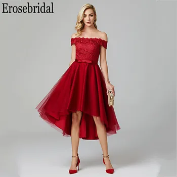 

Erosebridal Short Evening Dress Long 2019 Red Short Evening Party Dresses Lace Up Back Elegant Women Formal Dresses