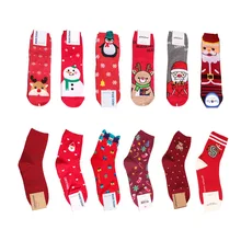 Хлопковые рождественские красные носки, теплые, каартуны, для женщин, забавные, милые, круглый носок, Kawaii Art Happy Sweat, уличная мода, повседневные, Calcetines