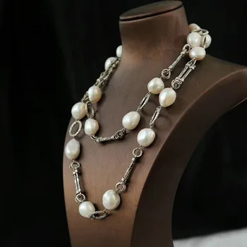 

Designer Real Fresh Water Multicolor Baroque Pearl Long Necklace For Engagement Mothers Day Women Trendy Jewelry