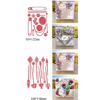 

Flower Pin Clip Necklace Scepter Trinkets Metal Cutting Dies Hollowed Make DIY Album Decorate Cards Embossing Paper New Die Cut