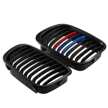 

Hot Car Style 2Pcs Matte Black M-color Front Racing Grilles for BMW E46 3 Series 4 Door 1998-2001